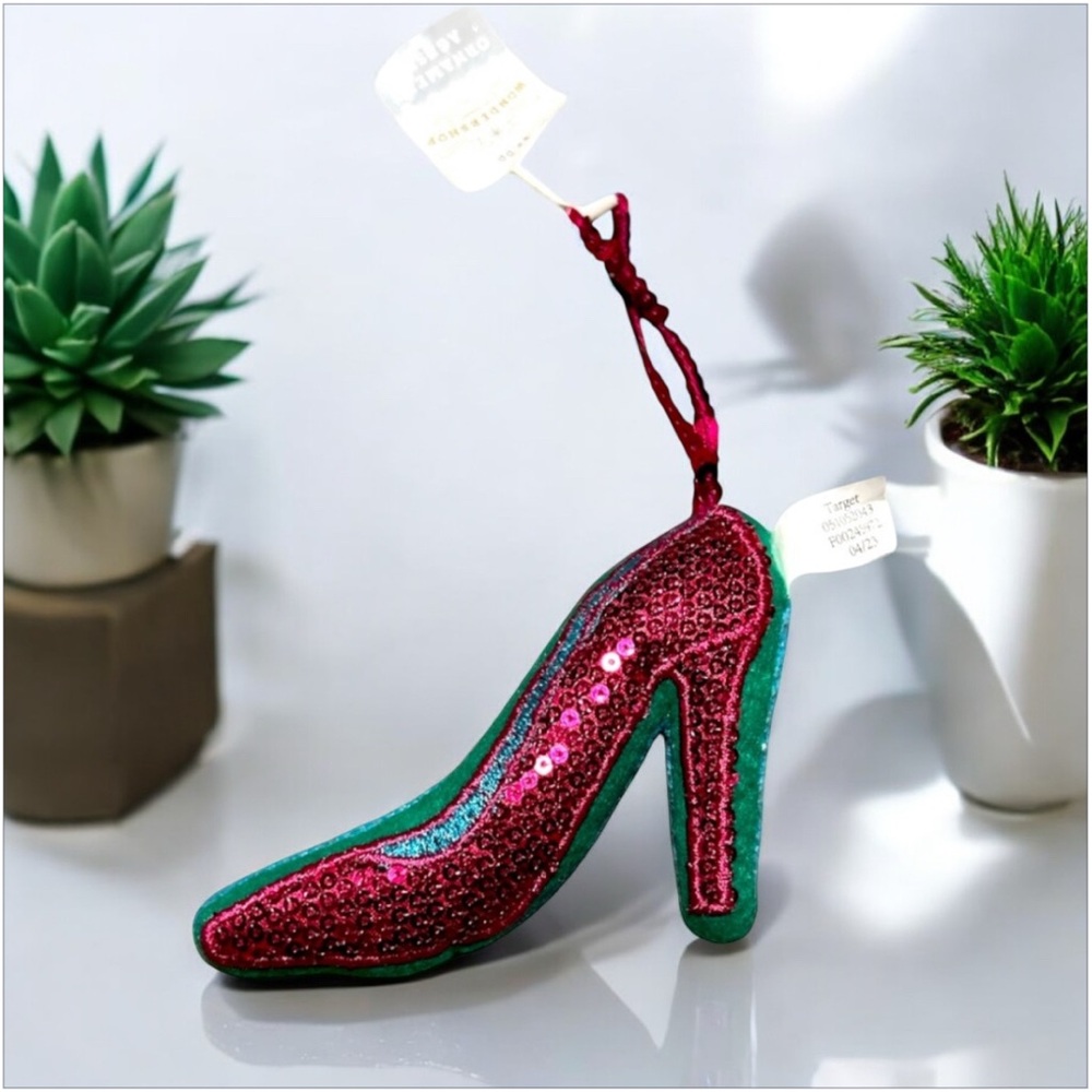 Target 2023 Wondershop Ornament Pink Sequin High Heels Blue Green Knit Xmas